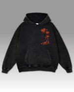 Bluza oversize z kapturem Spadające serca Haft